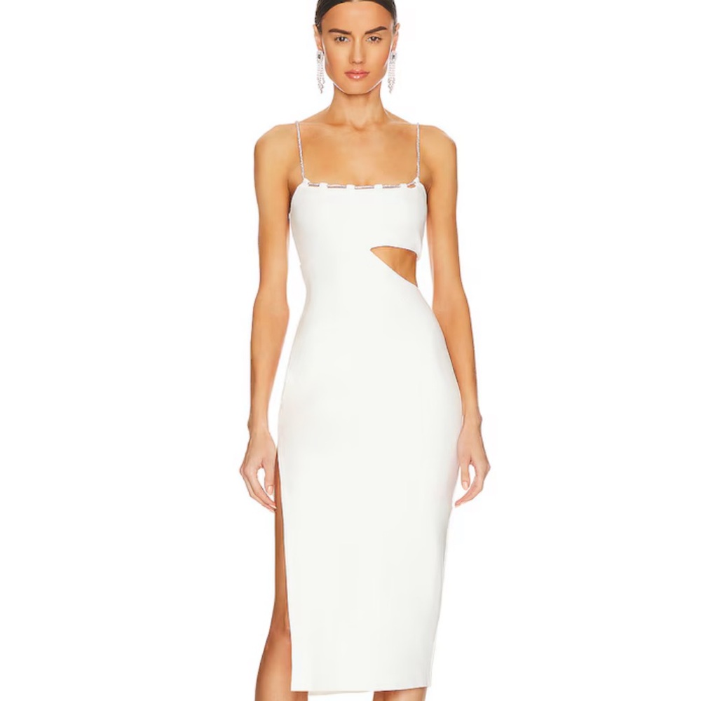 Lovers + Friends White Midi Dress with Cut-Out